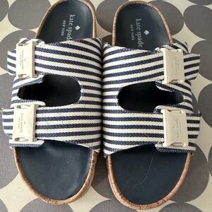 Kate Spade Becca Navy and White Striped Sandals